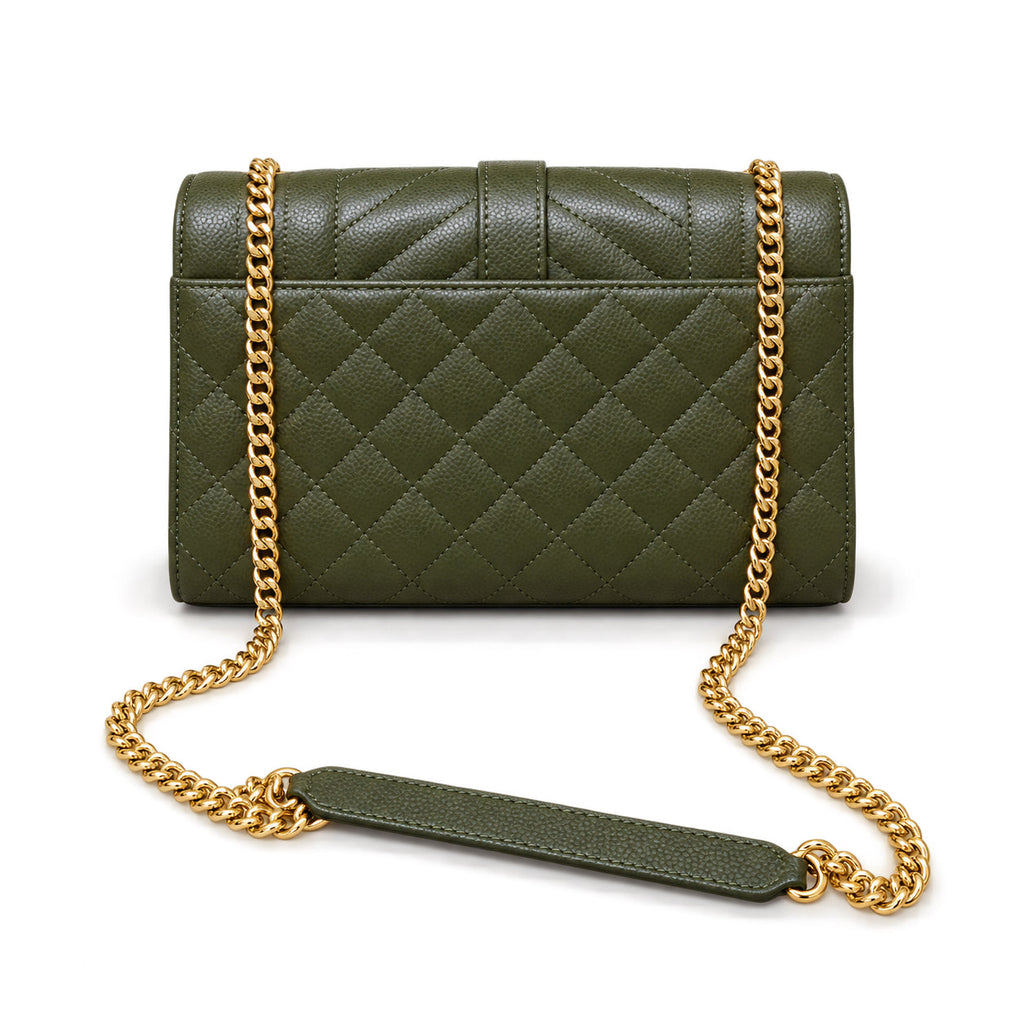 Saint Laurent YSL Envelope Small Bag – Olive Quilted Leather