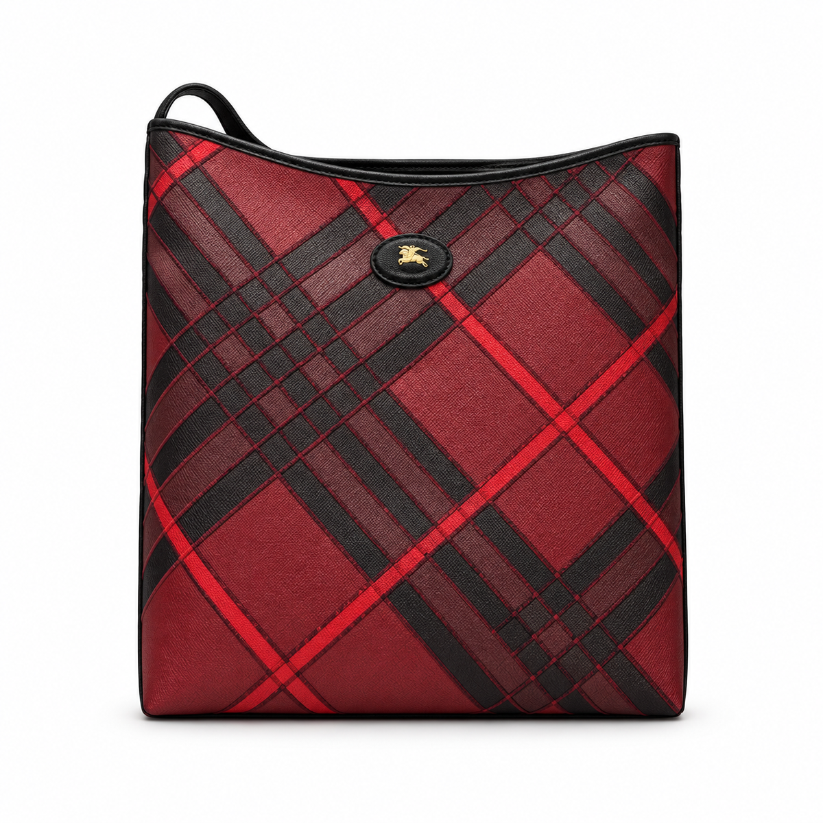 Burberry Crimson Check Equestrian Tote